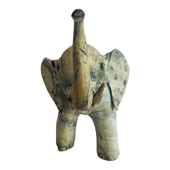 Vintage Unique Crushed Oyster ELEPHANT Figurine Statue Handmade Folk Art - Picture 4 of 5